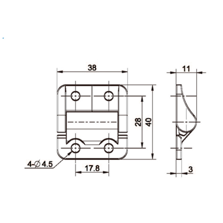 Płaski zawias tłumiący-B2222-3;4