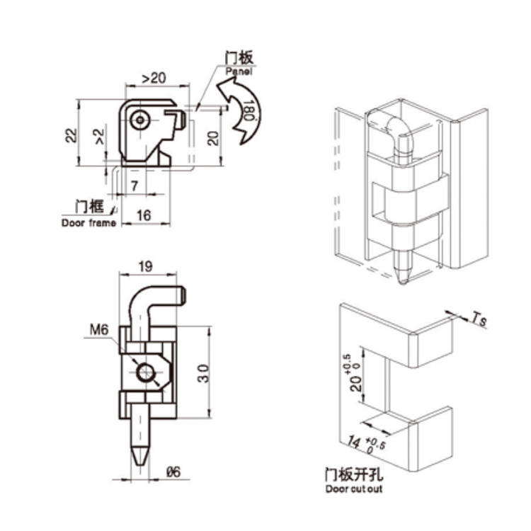 Zawias karty Light Bolt-B2304-1