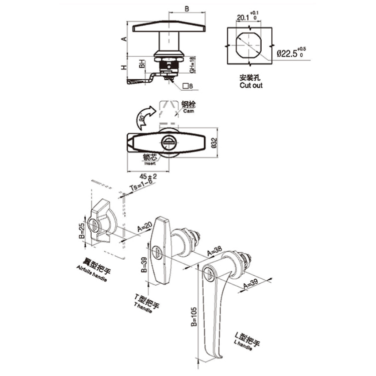 Klamka skrzydłowa typu Cam Lock-A6091