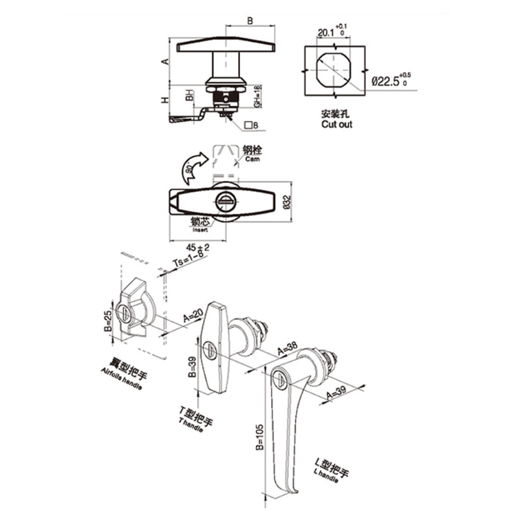 Klamka skrzydłowa typu Cam Lock-A6091